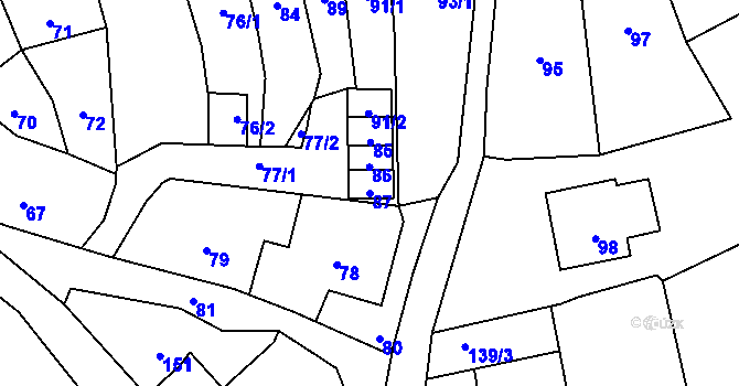 Parcela st. 87 v KÚ Starý Jičín, Katastrální mapa