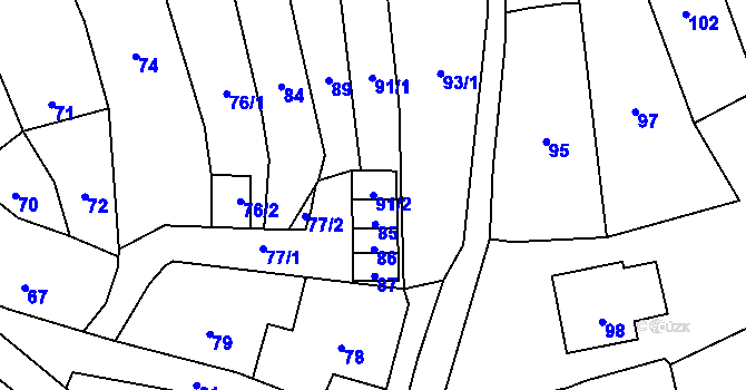 Parcela st. 91/2 v KÚ Starý Jičín, Katastrální mapa