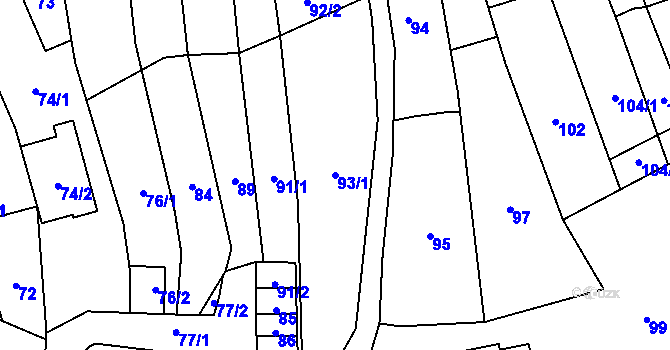 Parcela st. 93/1 v KÚ Starý Jičín, Katastrální mapa