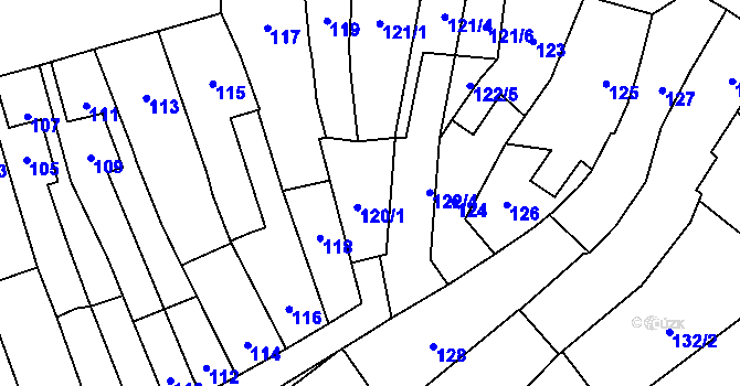 Parcela st. 122/1 v KÚ Starý Jičín, Katastrální mapa