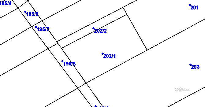 Parcela st. 202/1 v KÚ Starý Jičín, Katastrální mapa