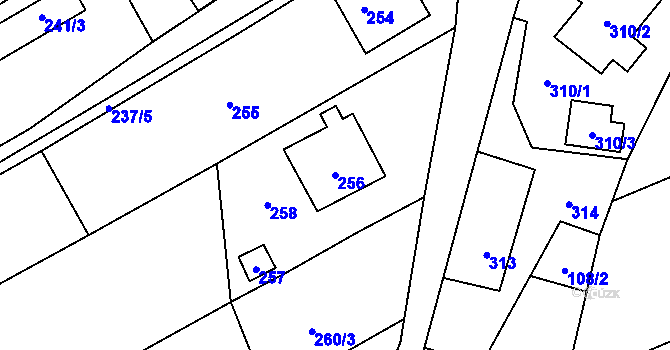 Parcela st. 256 v KÚ Starý Jičín, Katastrální mapa