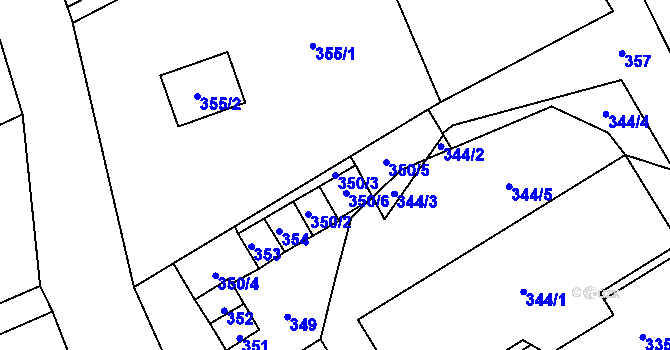 Parcela st. 350/3 v KÚ Starý Jičín, Katastrální mapa