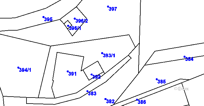Parcela st. 393/1 v KÚ Starý Jičín, Katastrální mapa