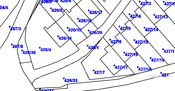 Parcela st. 426/1 v KÚ Starý Jičín, Katastrální mapa