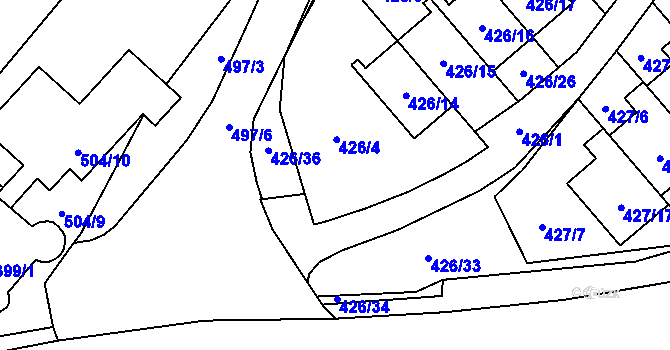 Parcela st. 426/3 v KÚ Starý Jičín, Katastrální mapa