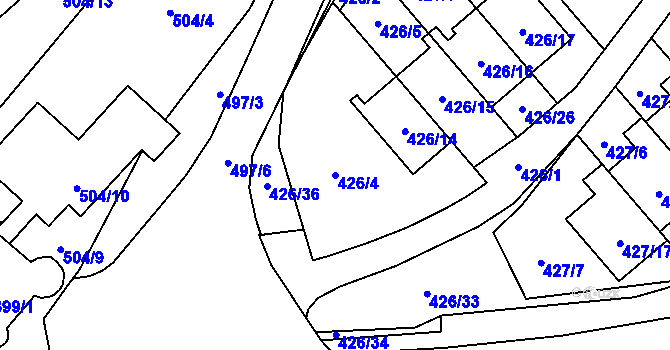 Parcela st. 426/4 v KÚ Starý Jičín, Katastrální mapa