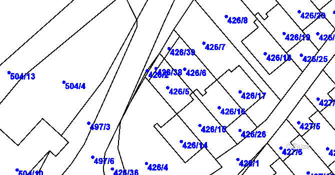 Parcela st. 426/5 v KÚ Starý Jičín, Katastrální mapa