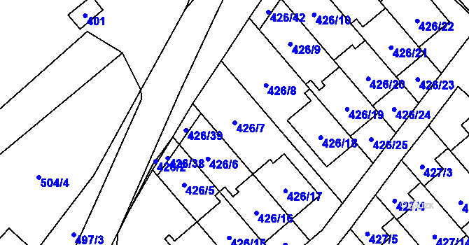Parcela st. 426/7 v KÚ Starý Jičín, Katastrální mapa