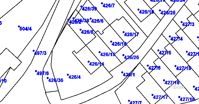 Parcela st. 426/15 v KÚ Starý Jičín, Katastrální mapa