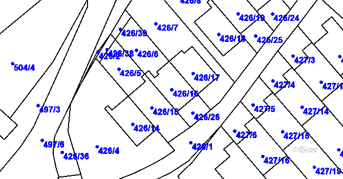Parcela st. 426/16 v KÚ Starý Jičín, Katastrální mapa