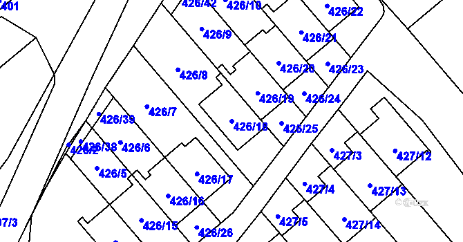 Parcela st. 426/18 v KÚ Starý Jičín, Katastrální mapa