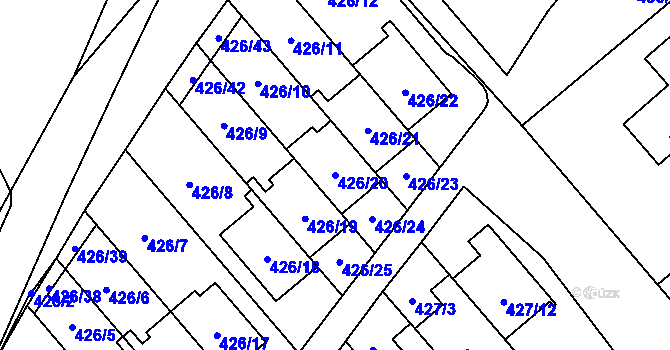 Parcela st. 426/20 v KÚ Starý Jičín, Katastrální mapa