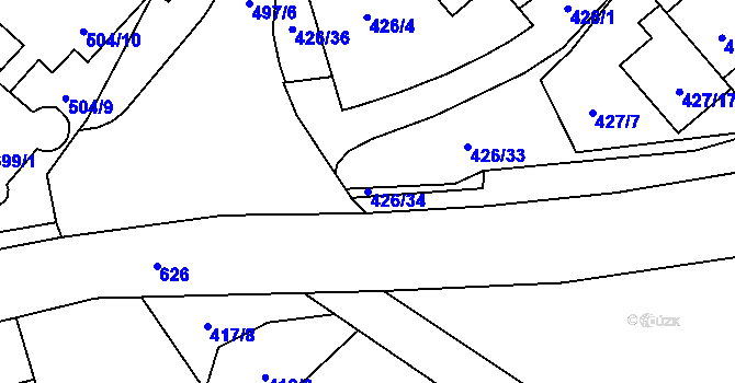 Parcela st. 426/34 v KÚ Starý Jičín, Katastrální mapa