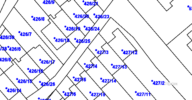 Parcela st. 427/3 v KÚ Starý Jičín, Katastrální mapa