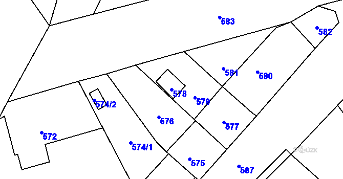 Parcela st. 578 v KÚ Starý Jičín, Katastrální mapa
