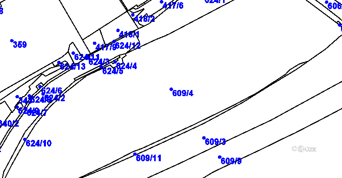 Parcela st. 609/4 v KÚ Starý Jičín, Katastrální mapa