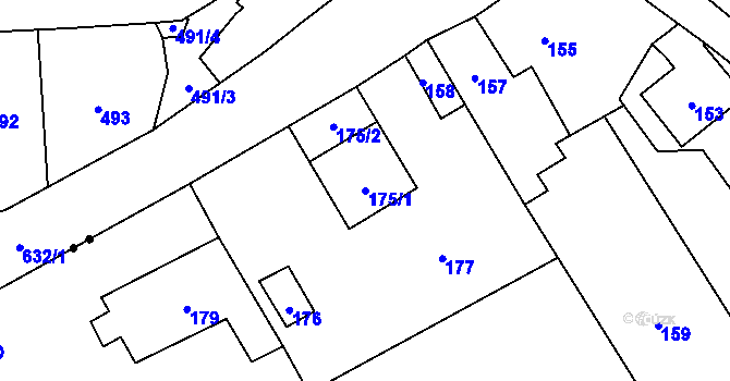 Parcela st. 175/1 v KÚ Starý Jičín, Katastrální mapa