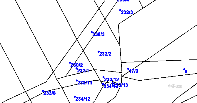Parcela st. 232/2 v KÚ Starý Jičín, Katastrální mapa