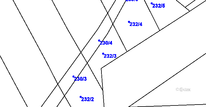 Parcela st. 232/3 v KÚ Starý Jičín, Katastrální mapa
