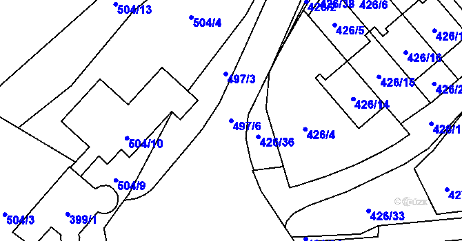 Parcela st. 497/6 v KÚ Starý Jičín, Katastrální mapa