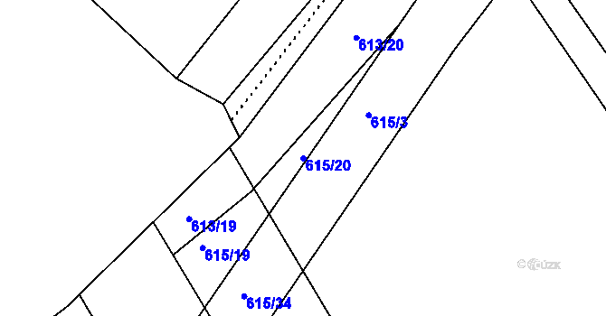 Parcela st. 615/20 v KÚ Starý Jičín, Katastrální mapa