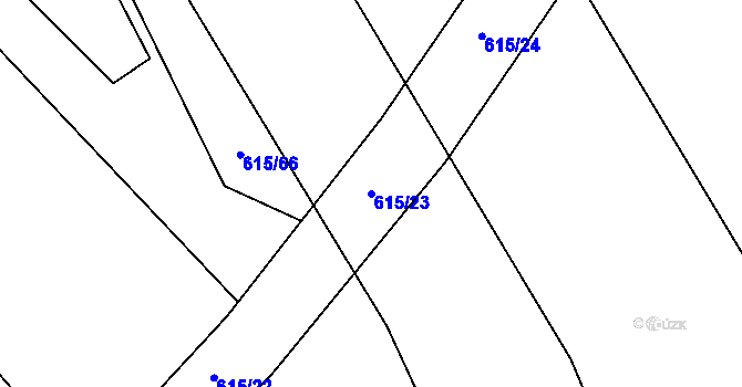 Parcela st. 615/23 v KÚ Starý Jičín, Katastrální mapa