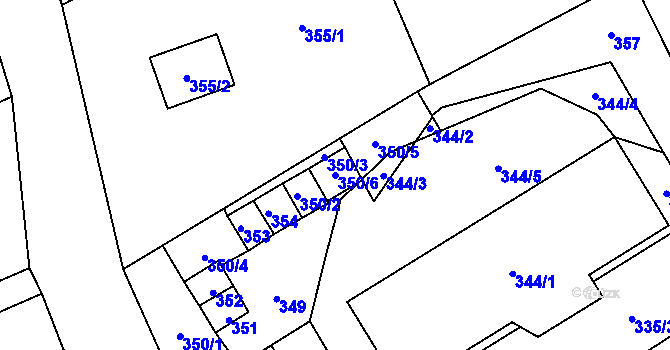 Parcela st. 350/6 v KÚ Starý Jičín, Katastrální mapa
