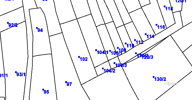 Parcela st. 104/1 v KÚ Starý Jičín, Katastrální mapa