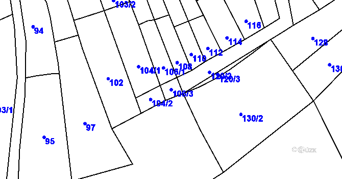 Parcela st. 106/3 v KÚ Starý Jičín, Katastrální mapa