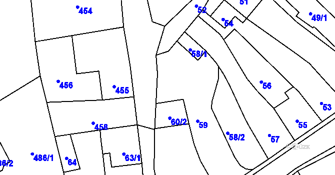 Parcela st. 61/1 v KÚ Starý Jičín, Katastrální mapa