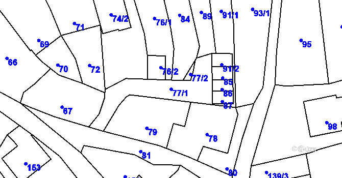 Parcela st. 77/1 v KÚ Starý Jičín, Katastrální mapa