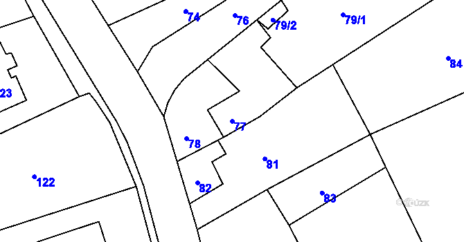 Parcela st. 77 v KÚ Vlčnov u Starého Jičína, Katastrální mapa