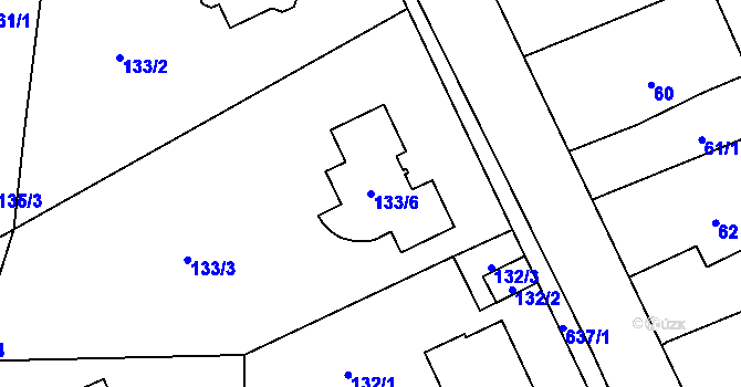 Parcela st. 133/6 v KÚ Vlčnov u Starého Jičína, Katastrální mapa