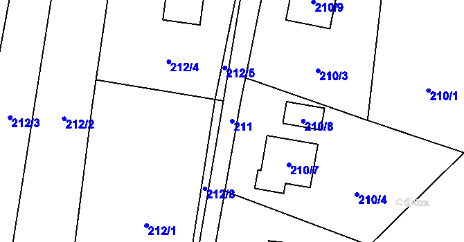 Parcela st. 211 v KÚ Vlčnov u Starého Jičína, Katastrální mapa