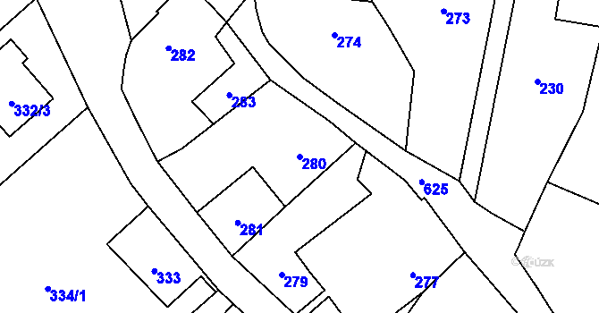 Parcela st. 280 v KÚ Vlčnov u Starého Jičína, Katastrální mapa