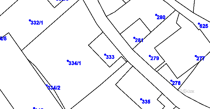 Parcela st. 333 v KÚ Vlčnov u Starého Jičína, Katastrální mapa