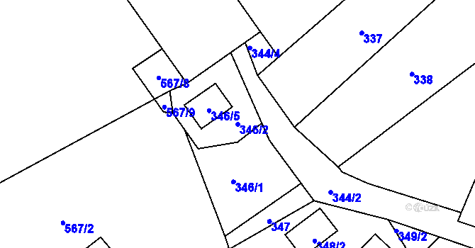 Parcela st. 346/2 v KÚ Vlčnov u Starého Jičína, Katastrální mapa