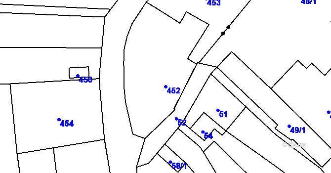 Parcela st. 452 v KÚ Vlčnov u Starého Jičína, Katastrální mapa