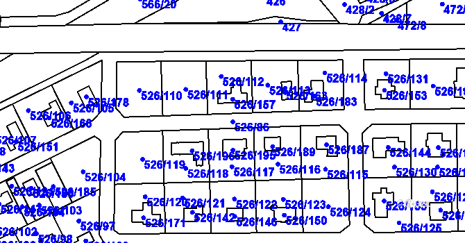 Parcela st. 526/86 v KÚ Vlčnov u Starého Jičína, Katastrální mapa