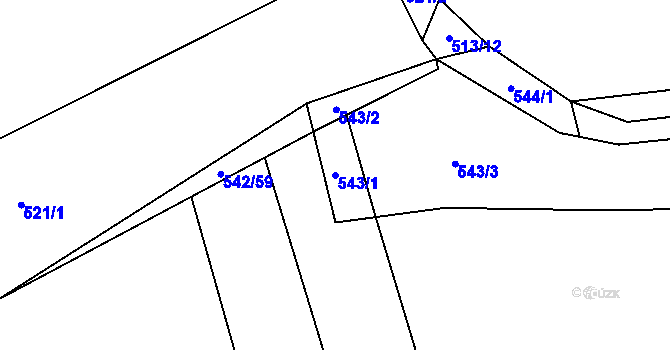 Parcela st. 543/1 v KÚ Vlčnov u Starého Jičína, Katastrální mapa