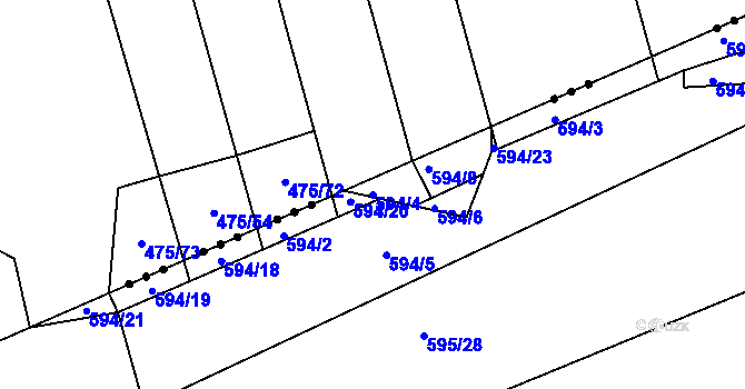 Parcela st. 594/4 v KÚ Vlčnov u Starého Jičína, Katastrální mapa