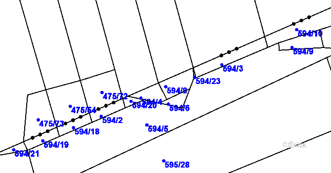 Parcela st. 594/8 v KÚ Vlčnov u Starého Jičína, Katastrální mapa