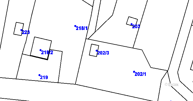 Parcela st. 202/3 v KÚ Vlčnov u Starého Jičína, Katastrální mapa