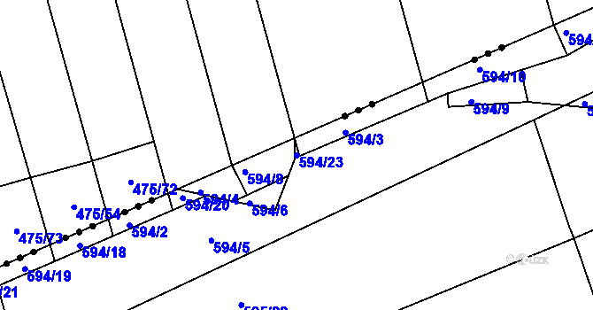 Parcela st. 594/23 v KÚ Vlčnov u Starého Jičína, Katastrální mapa