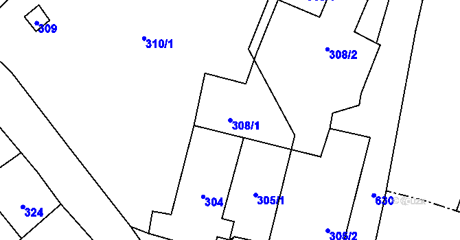 Parcela st. 308/1 v KÚ Vlčnov u Starého Jičína, Katastrální mapa