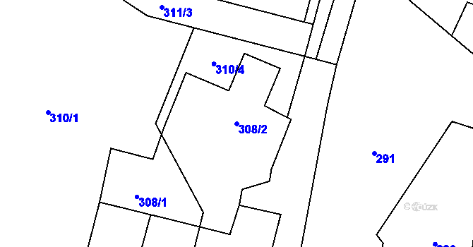 Parcela st. 308/2 v KÚ Vlčnov u Starého Jičína, Katastrální mapa