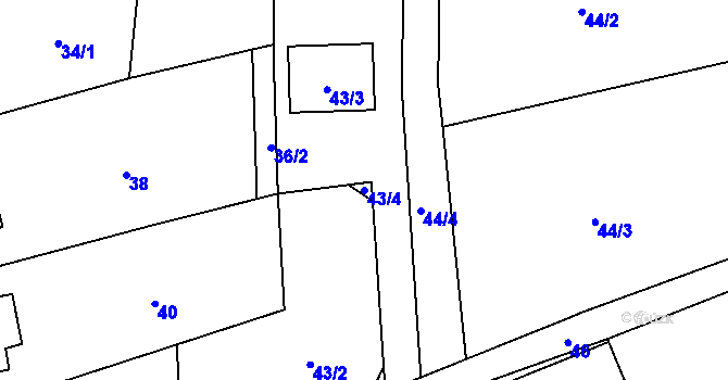 Parcela st. 43/4 v KÚ Vlčnov u Starého Jičína, Katastrální mapa