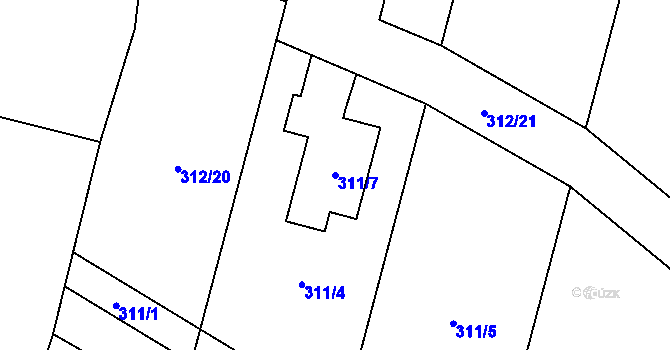 Parcela st. 311/7 v KÚ Vlčnov u Starého Jičína, Katastrální mapa