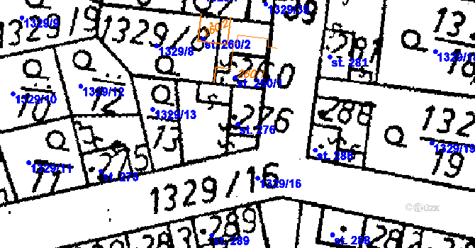 Parcela st. 276 v KÚ Starý Kolín, Katastrální mapa